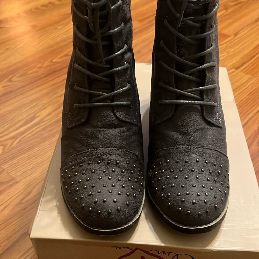 Grey combat boots